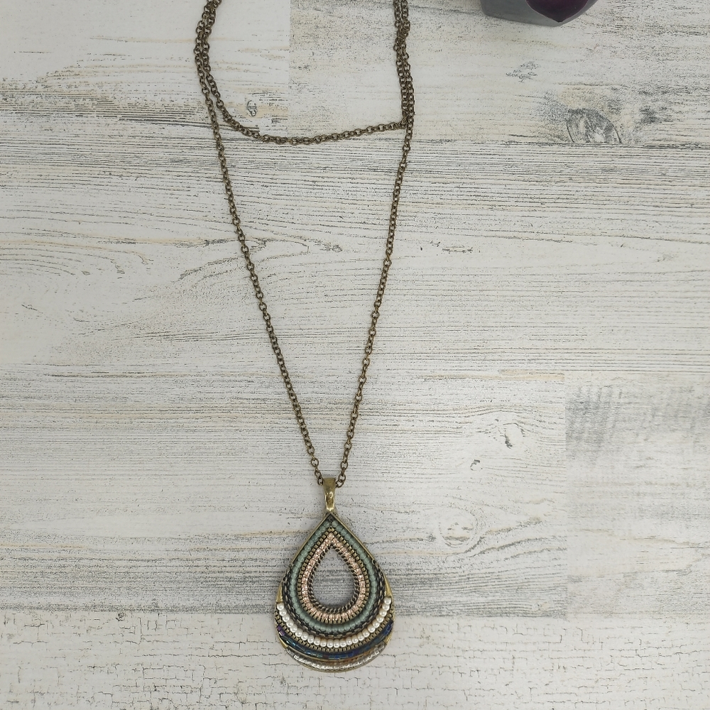 Premier Bronze Gold Long Pendent Necklace